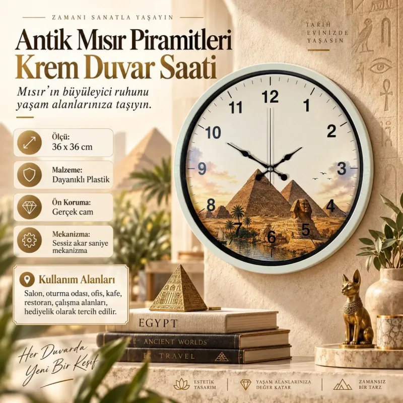 Krem Plastik Duvar Saati 36 cm · Model PP-36111X
