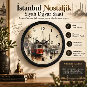 Siyah Plastik Duvar Saati 36 cm · Model PP-36101B