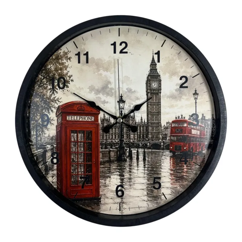 Siyah Plastik Duvar Saati 36 cm · Model PP-36103B
