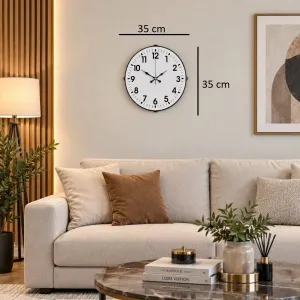 Bombeli Camlı Siyah Plastik Duvar Saati 35 cm · Model BM-3501