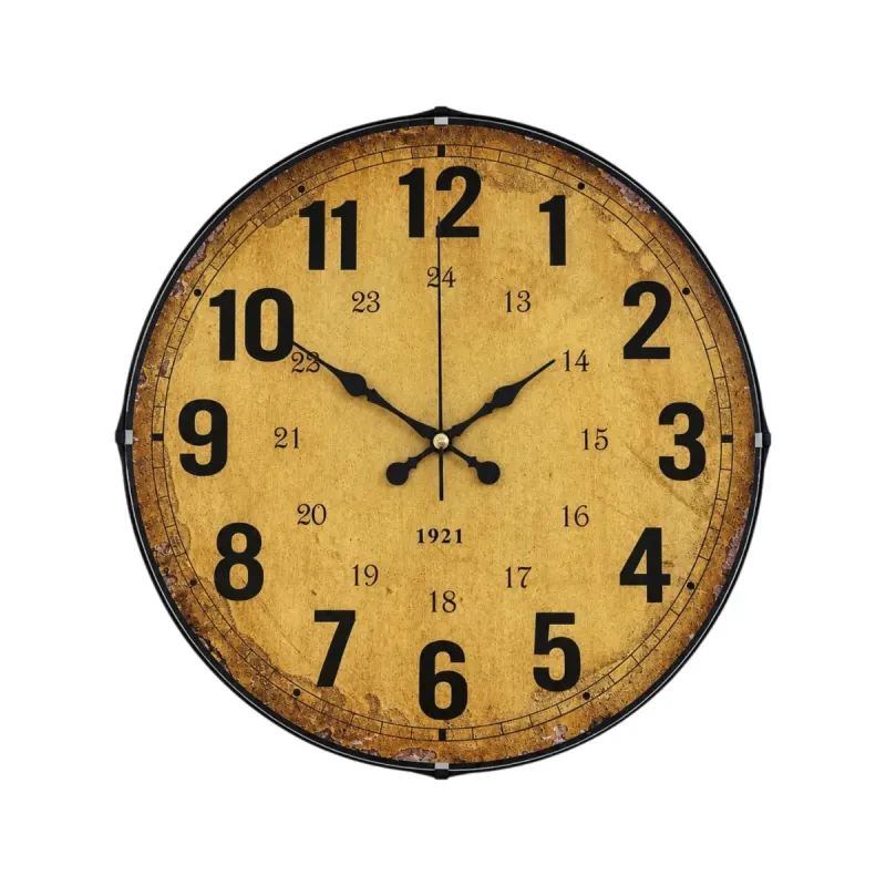 Bombeli Camlı Retro Görünümlü Siyah Plastik Duvar Saati 35 cm · Model BM-3513