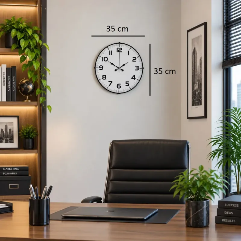 Bombeli Camlı Beyaz Plastik Duvar Saati 35 cm · Model BM-3536