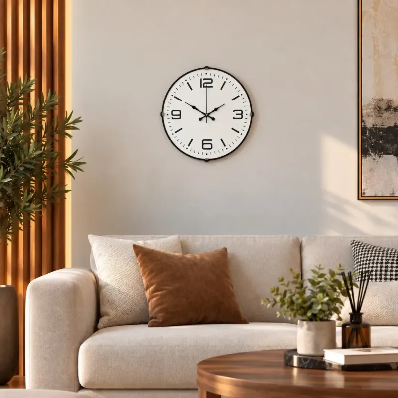 Bombeli Camlı Beyaz Plastik Duvar Saati 35 cm · Model BM-3508