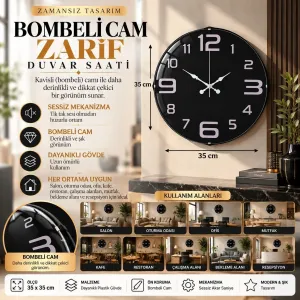 Bombeli Camlı Gri Plastik Duvar Saati 35 cm · Model BM-3509