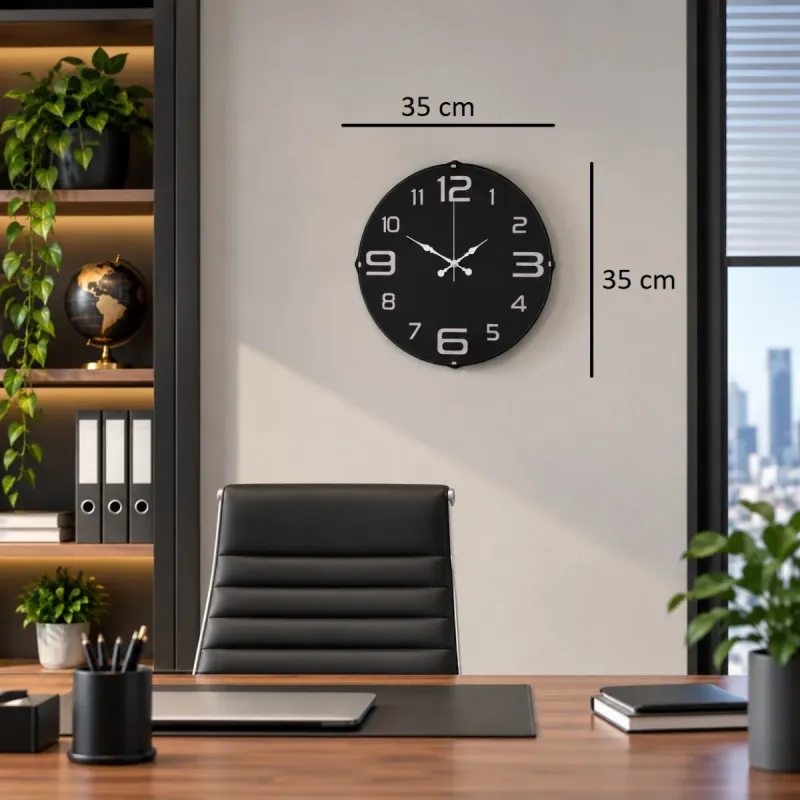 Bombeli Camlı Gri Plastik Duvar Saati 35 cm · Model BM-3509