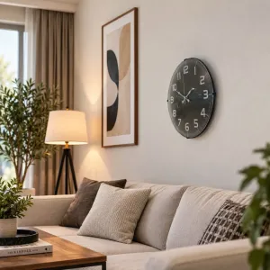 Bombeli Camlı Beyaz Plastik Duvar Saati 35 cm · Model BM-3537