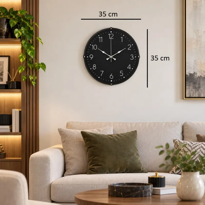 Bombeli Camlı Beyaz Plastik Duvar Saati 35 cm · Model BM-3547