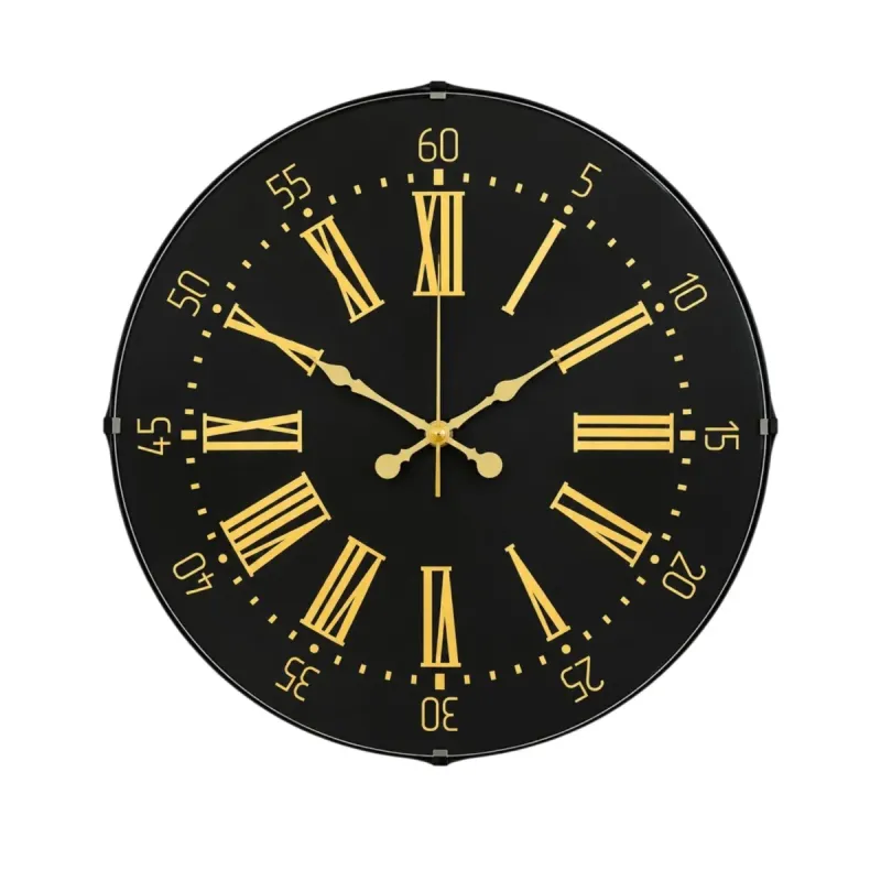 Roma Rakamlı Bombeli Camlı Gold Plastik Duvar Saati 35 cm · Model BM-3558