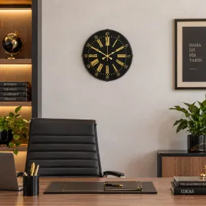 Roma Rakamlı Bombeli Camlı Gold Plastik Duvar Saati 35 cm · Model BM-3558