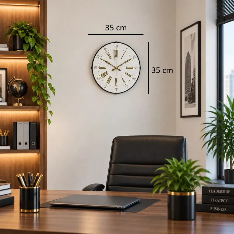 Roma Rakamlı Bombeli Camlı Beyaz Plastik Duvar Saati 35 cm · Model BM-3574