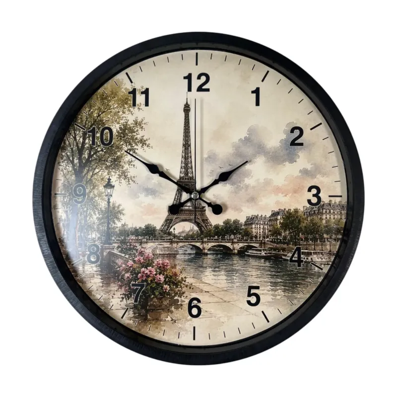 Roma Rakamlı Siyah Plastik Duvar Saati 36 cm · Model PP-36104B