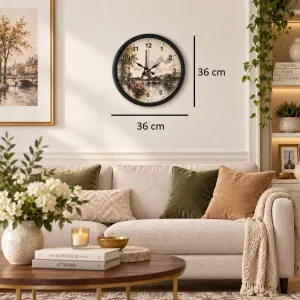 Roma Rakamlı Siyah Plastik Duvar Saati 36 cm · Model PP-36104B