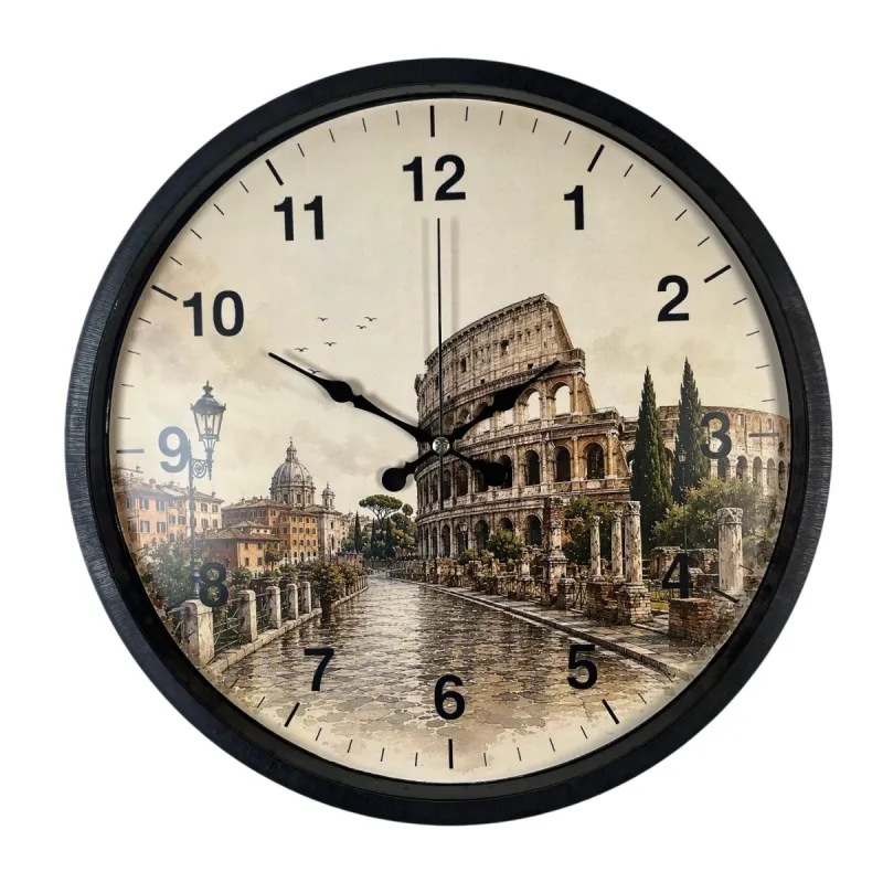 Roma Rakamlı Siyah Plastik Duvar Saati 36 cm · Model PP-36106B