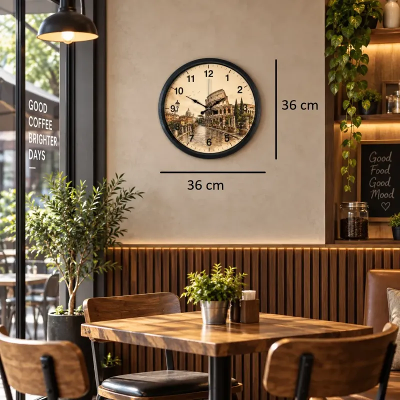 Roma Rakamlı Siyah Plastik Duvar Saati 36 cm · Model PP-36106B