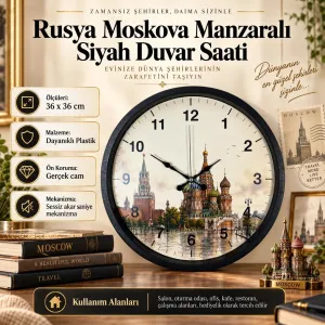 Siyah Plastik Duvar Saati 36 cm · Model PP-36110B