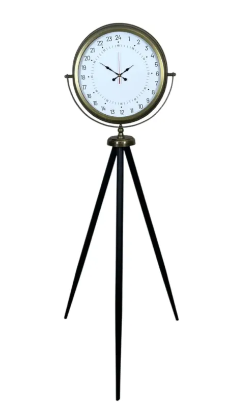 Göstergeli Eskitme Metal Ayaklı Tripod Saat 150 x 45 cm · Model AS-4097E