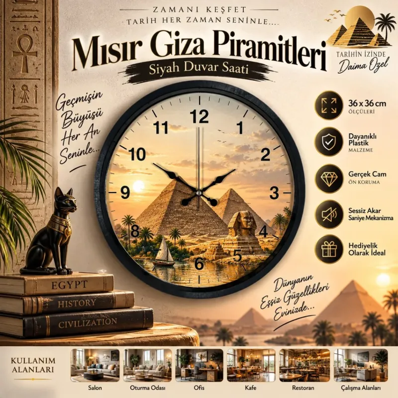 Siyah Plastik Duvar Saati 36 cm · Model PP-36111B