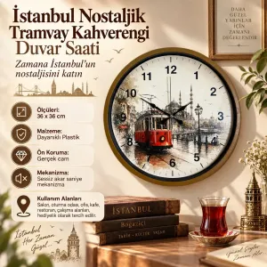 Kahverengi Plastik Duvar Saati 36 cm · Model PP-36101I