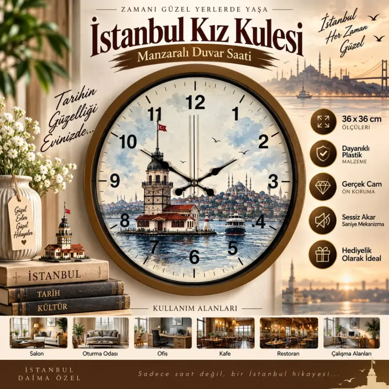 Kahverengi Plastik Duvar Saati 36 cm · Model PP-36102I