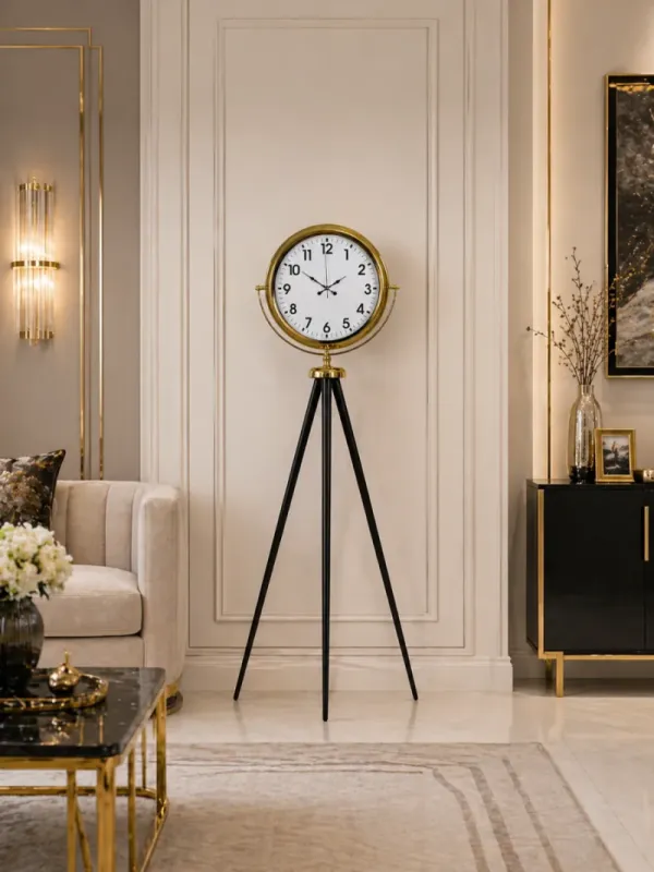 Gold Metal Ayaklı Tripod Saat 150 x 45 cm · Model AS-4001G