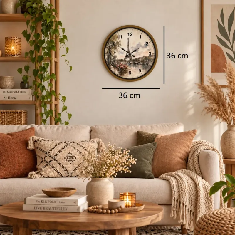 Kahverengi Plastik Duvar Saati 36 cm · Model PP-36104I