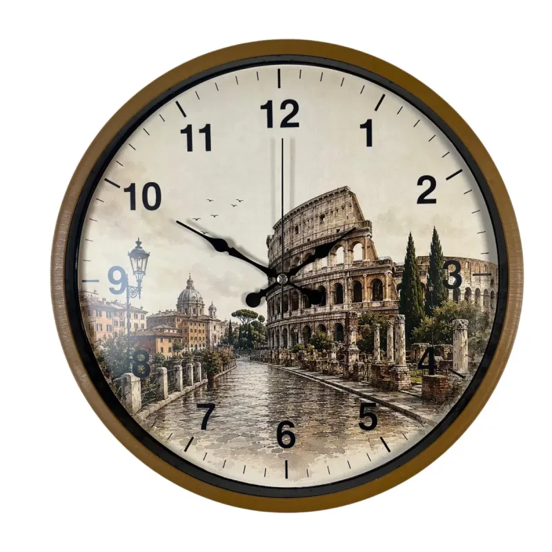 Roma Rakamlı Kahverengi Plastik Duvar Saati 36 cm · Model PP-36106I