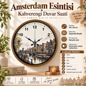Kahverengi Plastik Duvar Saati 36 cm · Model PP-36109I
