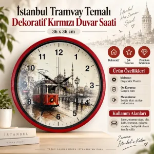 Kırmızı Plastik Duvar Saati 36 cm · Model PP-36101R