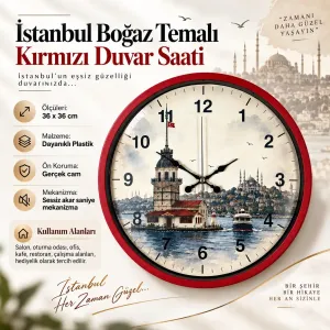 Kırmızı Plastik Duvar Saati 36 cm · Model PP-36102R