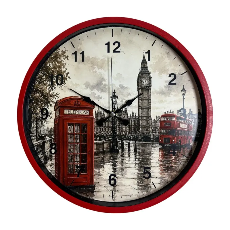 Kırmızı Plastik Duvar Saati 36 cm · Model PP-36103R