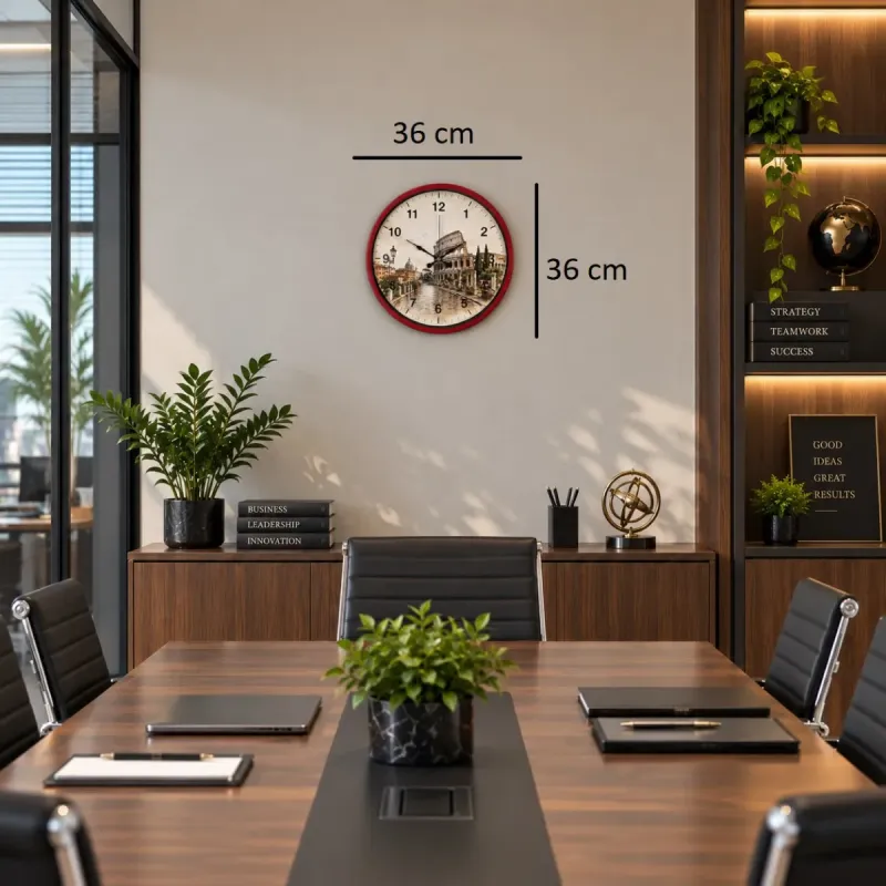 Roma Rakamlı Kırmızı Plastik Duvar Saati 36 cm · Model PP-36106R