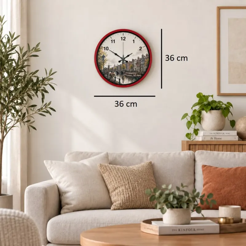 Kırmızı Plastik Duvar Saati 36 cm · Model PP-36109R