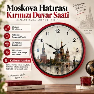 Kırmızı Plastik Duvar Saati 36 cm · Model PP-36110R