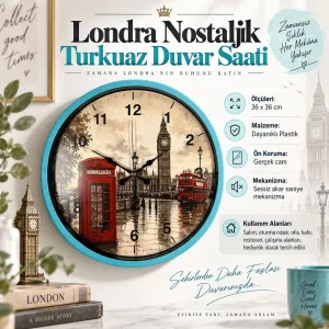 Turkuaz Plastik Duvar Saati 36 cm · Model PP-36103T