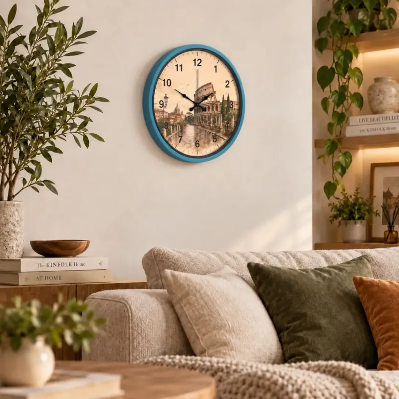 Roma Rakamlı Turkuaz Plastik Duvar Saati 36 cm · Model PP-36106T