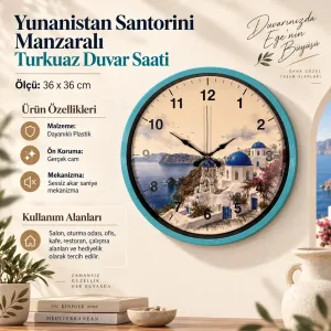 Turkuaz Plastik Duvar Saati 36 cm · Model PP-36108T