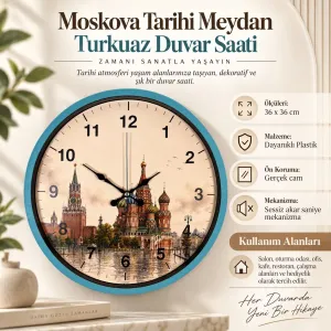 Turkuaz Plastik Duvar Saati 36 cm · Model PP-36110T