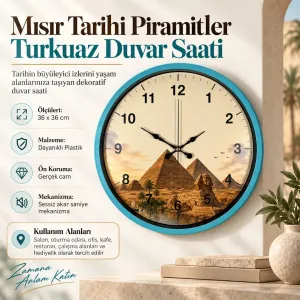 Turkuaz Plastik Duvar Saati 36 cm · Model PP-36111T