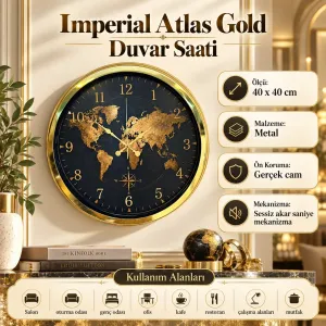 Gold Metal Duvar Saati 40 cm · Model 40123G
