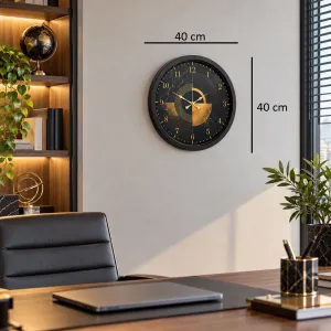 Siyah Metal Duvar Saati 40 cm · Model 40122B