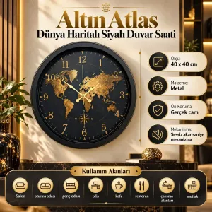 Siyah Metal Duvar Saati 40 cm · Model 40123B