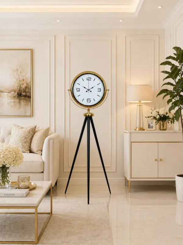 Gold Metal Ayaklı Tripod Saat 150 x 45 cm · Model AS-4008G