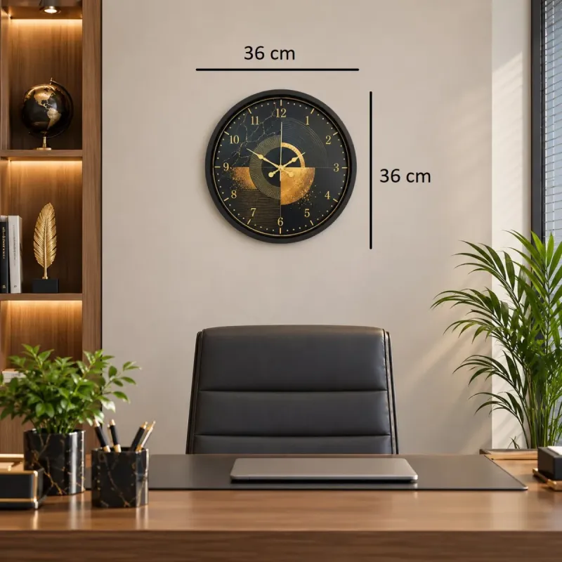 Siyah Plastik Duvar Saati 36 cm · Model PP-36122B