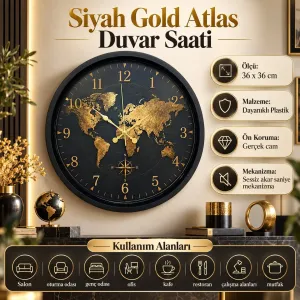 Siyah Plastik Duvar Saati 36 cm · Model PP-36123B