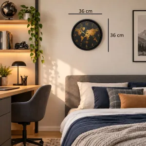 Siyah Plastik Duvar Saati 36 cm · Model PP-36123B