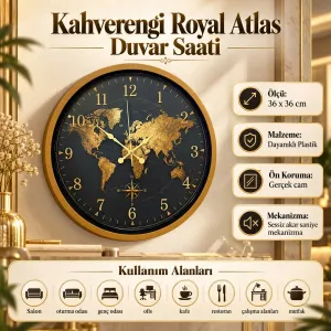 Kahverengi Plastik Duvar Saati 36 cm · Model PP-36123I