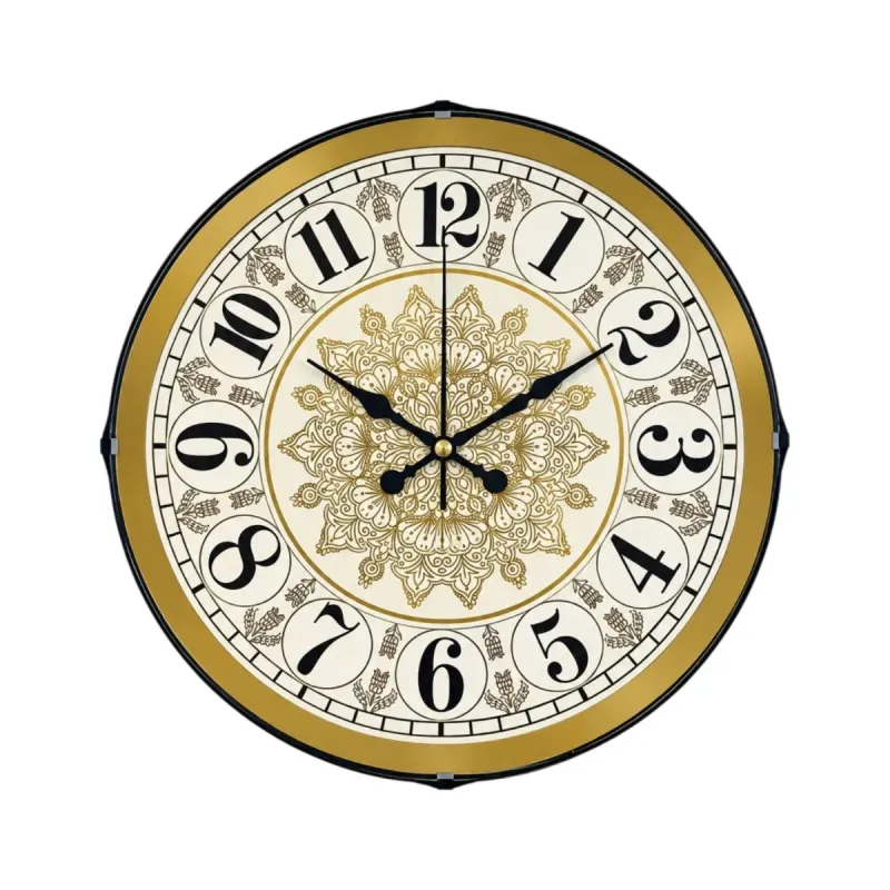 Bombeli Camlı Gold Plastik Duvar Saati 35 cm · Model BM-3517