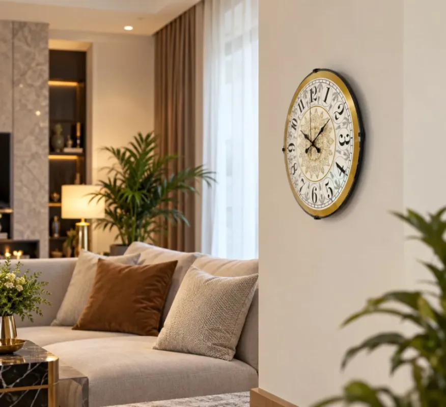 Bombeli Camlı Gold Plastik Duvar Saati 35 cm · Model BM-3517
