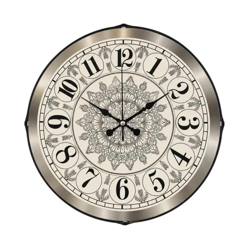 Bombeli Camlı Krem Plastik Duvar Saati 35 cm · Model BM-3519