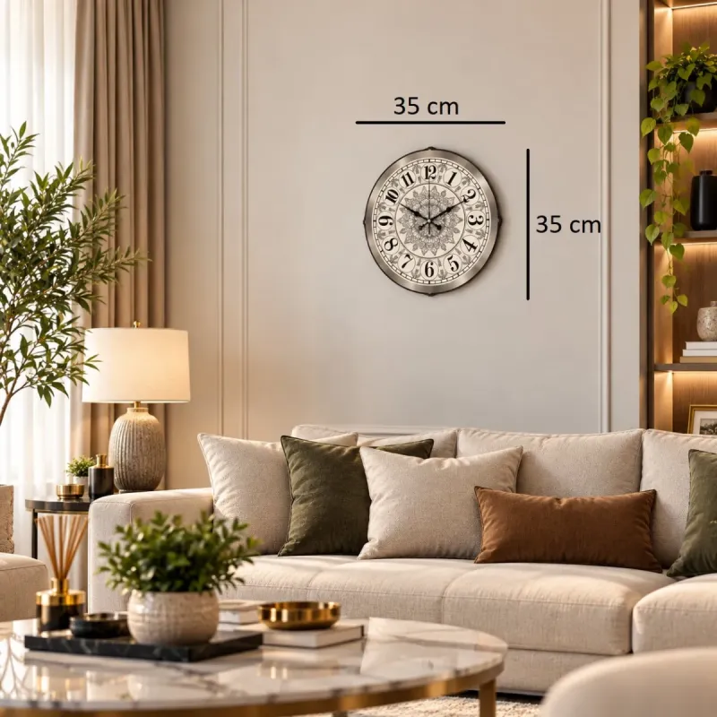Bombeli Camlı Krem Plastik Duvar Saati 35 cm · Model BM-3519